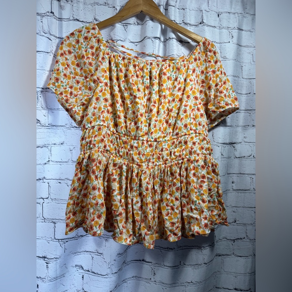 Torrid Orange Floral Blouse